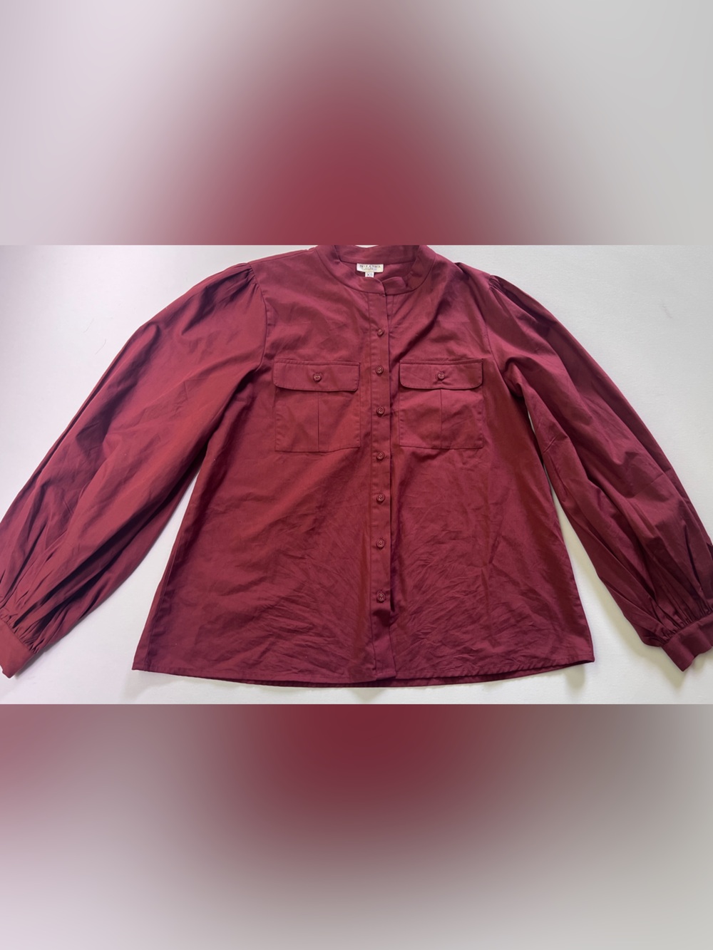 Anthropologie Nikasha Utility mandarin blouse button down shirt rust red - Picture 2 of 6